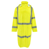 ANSI Class 3 Hi-Vis Self-Extinguishing Rain Trench Coat with Waterproof PVC Coating & Segmented Reflective Tape
