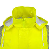 ANSI Class 3 Hi-Vis Self-Extinguishing Rain Jacket with Waterproof PVC Coating & Reflective Tape