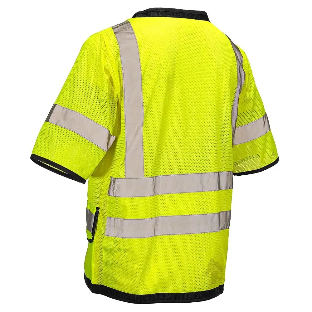 ANSI Class 3 Heavy Duty Surveyor Safety Vest with Zipper Closure & Reflective Stripes – Hi Vis Mesh Work Vest with Pockets for Construction, Traffic Control & Utility Crews