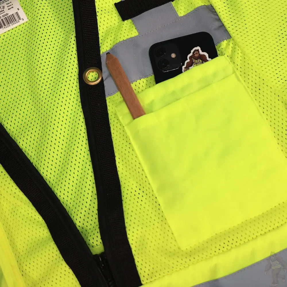 ANSI Class 3 Heavy Duty Surveyor Safety Vest with Zipper Closure & Reflective Stripes – Hi Vis Mesh Work Vest with Pockets for Construction, Traffic Control & Utility Crews