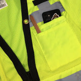 ANSI Class 3 Heavy Duty Surveyor Safety Vest with Zipper Closure & Reflective Stripes – Hi Vis Mesh Work Vest with Pockets for Construction, Traffic Control & Utility Crews