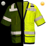 ANSI Class 3 Heavy Duty Surveyor Safety Vest with Zipper Closure & Reflective Stripes – Hi Vis Mesh Work Vest with Pockets for Construction, Traffic Control & Utility Crews