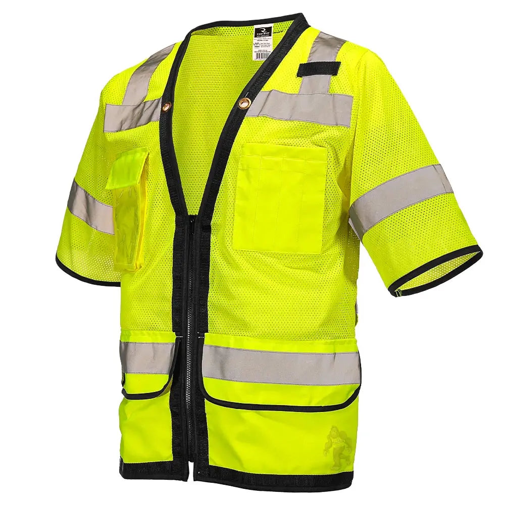 ANSI Class 3 Heavy Duty Surveyor Safety Vest with Zipper Closure & Reflective Stripes – Hi Vis Mesh Work Vest with Pockets for Construction, Traffic Control & Utility Crews