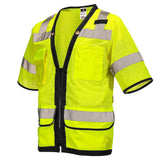 ANSI Class 3 Heavy Duty Surveyor Safety Vest with Zipper Closure & Reflective Stripes – Hi Vis Mesh Work Vest with Pockets for Construction, Traffic Control & Utility Crews