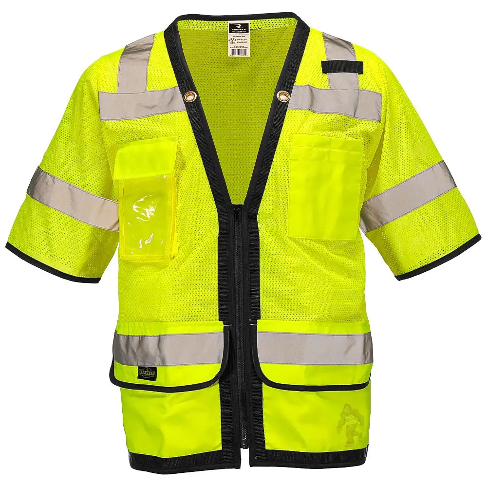 ANSI Class 3 Heavy Duty Surveyor Safety Vest with Zipper Closure & Reflective Stripes – Hi Vis Mesh Work Vest with Pockets for Construction, Traffic Control & Utility Crews