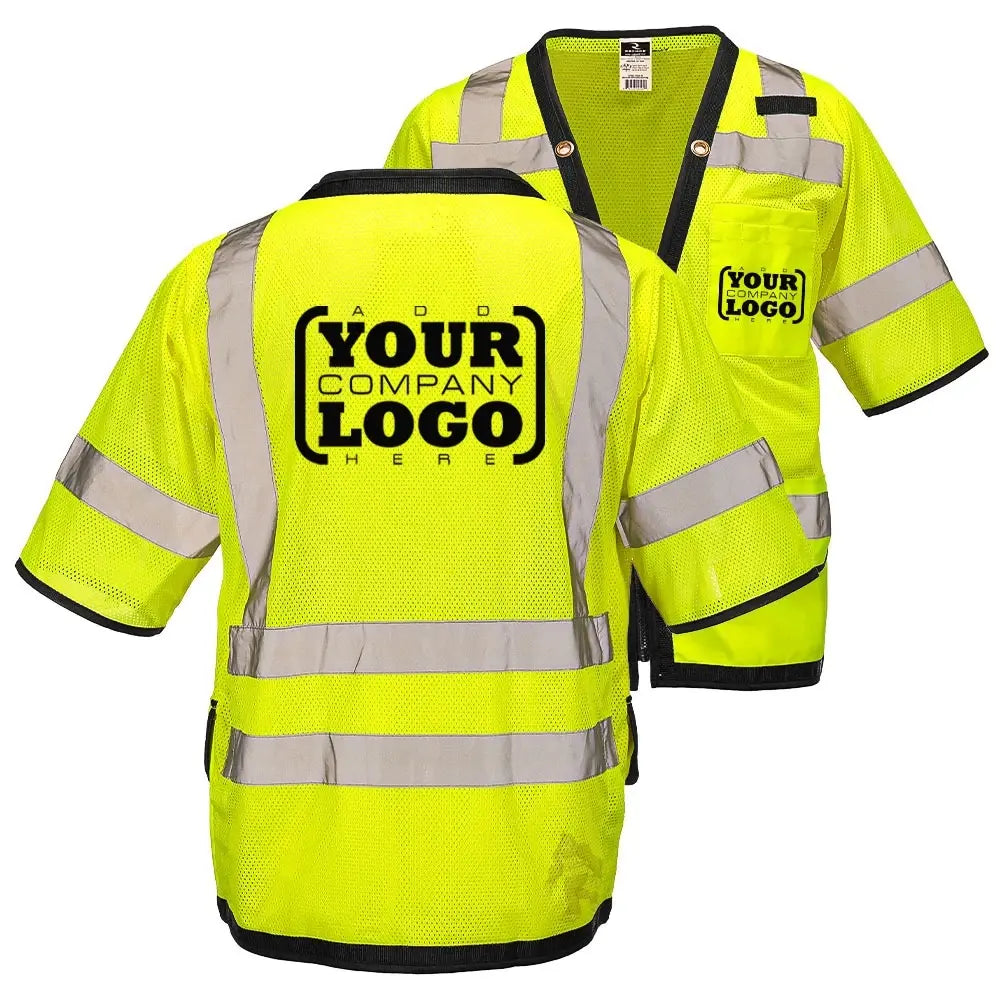 ANSI Class 3 Heavy Duty Surveyor Safety Vest with Zipper Closure & Reflective Stripes – Hi Vis Mesh Work Vest with Pockets for Construction, Traffic Control & Utility Crews