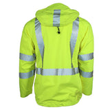 ANSI Class 3 Lightweight Waterproof Ripstop Rain Jacket with Reflective Tape & Concealed Hood