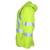 ANSI Class 3 Lightweight Waterproof Ripstop Rain Jacket with Reflective Tape & Concealed Hood