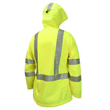 Women’s ANSI Class 3 Hi-Vis Lightweight Waterproof Rain Jacket with Ripstop Fabric & Reflective Tape