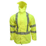 Women’s ANSI Class 3 Hi-Vis Lightweight Waterproof Rain Jacket with Ripstop Fabric & Reflective Tape