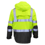 ANSI Class 3 Heavy Duty Waterproof Rain Jacket with Ripstop Polyester Shell & Reflective Tape