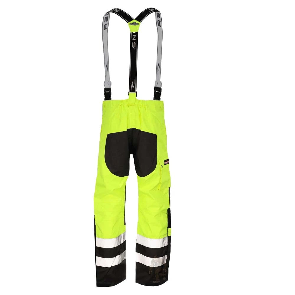 ANSI Class E Heavy Duty Waterproof Ripstop Rain Bib Pants with Reflective Tape & Adjustable Suspenders