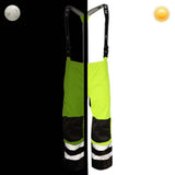 ANSI Class E Heavy Duty Waterproof Ripstop Rain Bib Pants with Reflective Tape & Adjustable Suspenders