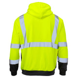 ANSI Class 3 Black Bottom High Visibility Zippered Sweatshirt with Reflective Tape & Fleece Lining