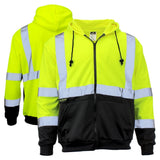 ANSI Class 3 Black Bottom High Visibility Zippered Sweatshirt with Reflective Tape & Fleece Lining