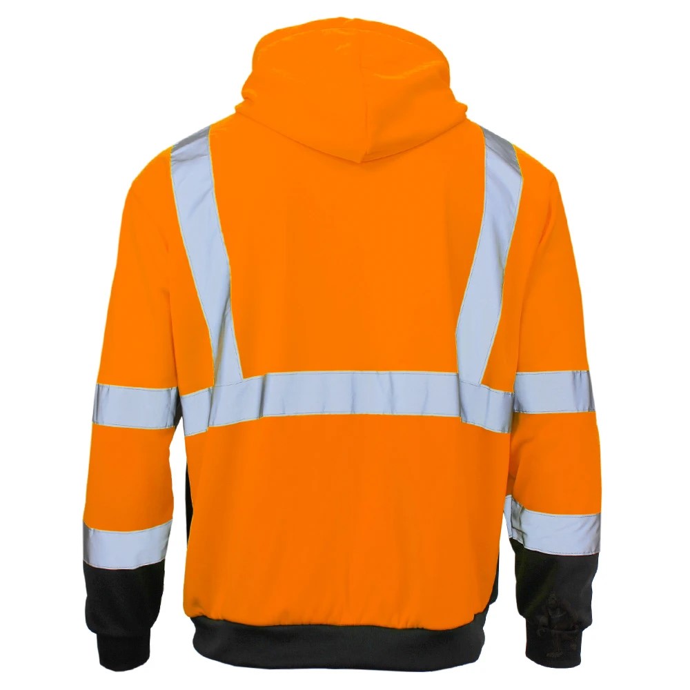 ANSI Class 3 Black Bottom High Visibility Zippered Sweatshirt with Reflective Tape & Fleece Lining
