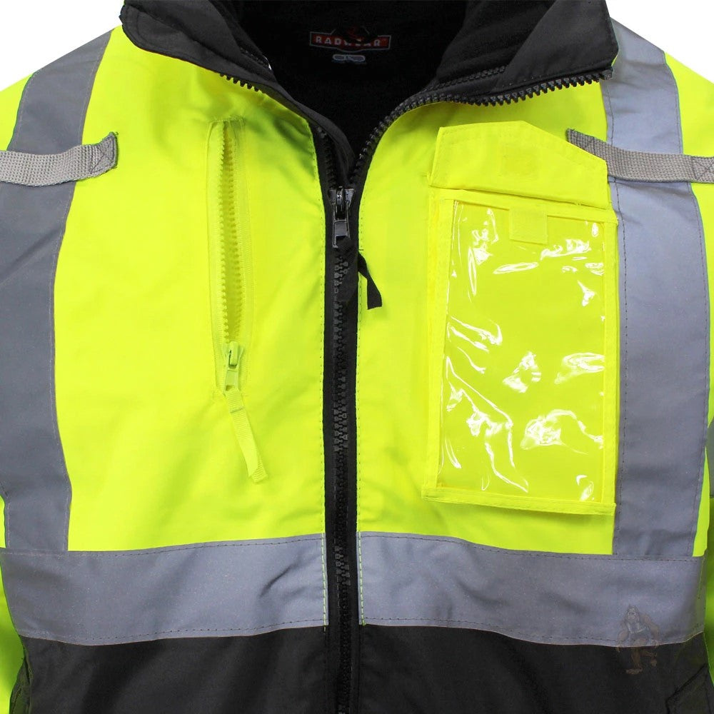ANSI Class 3 Deluxe 3-in-1 Bomber Safety Jacket with Removable Fleece Liner, Waterproof Shell & Reflective Tape