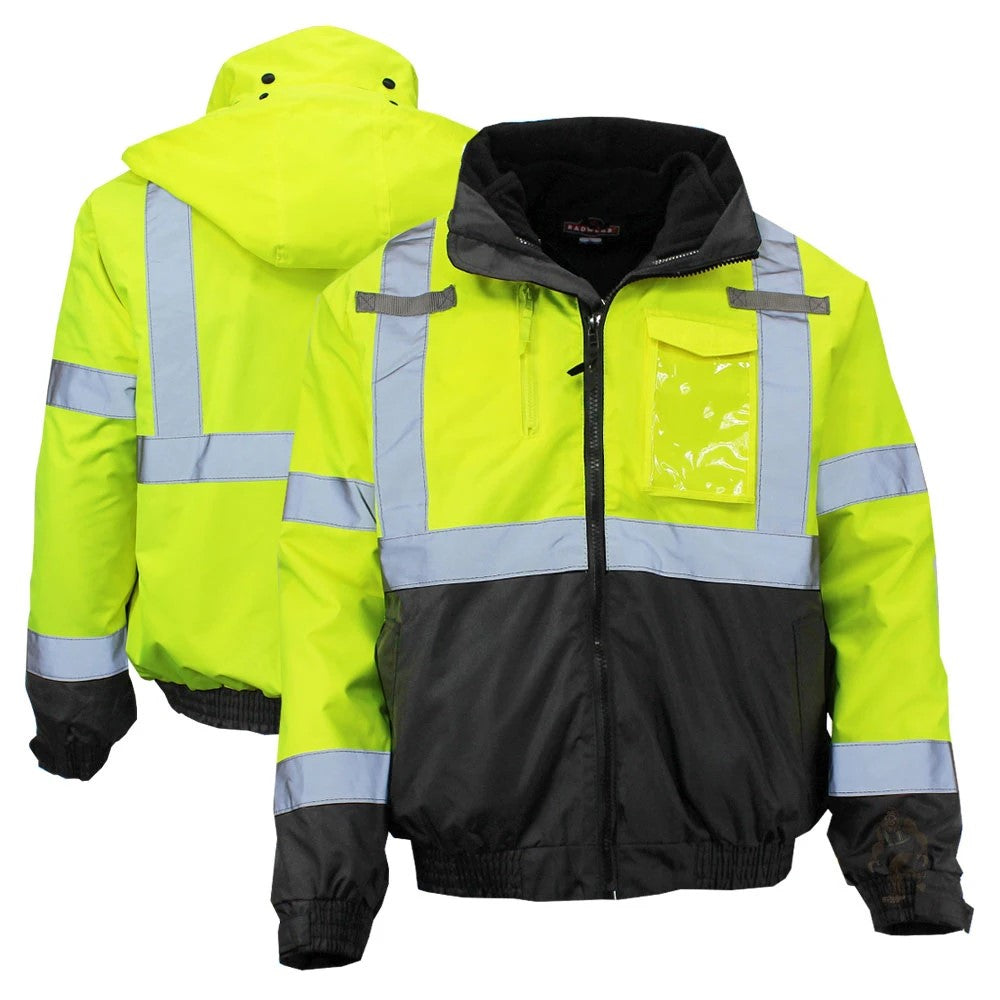 ANSI Class 3 Deluxe 3-in-1 Bomber Safety Jacket with Removable Fleece Liner, Waterproof Shell & Reflective Tape