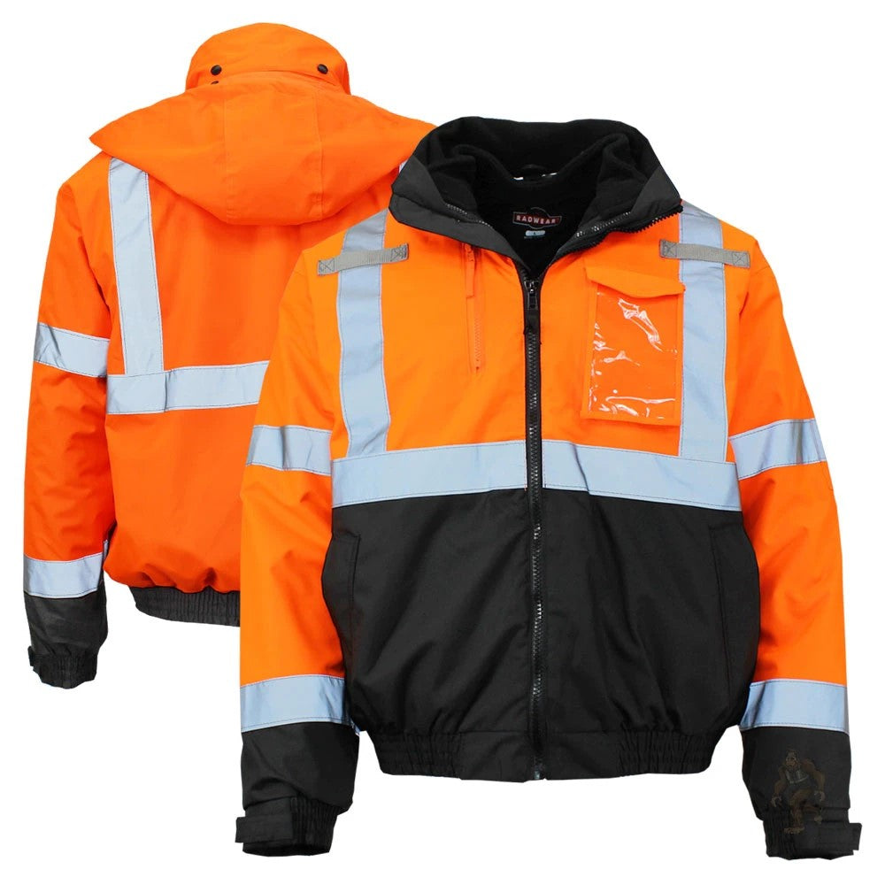 ANSI Class 3 Deluxe 3-in-1 Bomber Safety Jacket with Removable Fleece Liner, Waterproof Shell & Reflective Tape