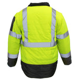 ANSI Class 3 Hi-Vis 4-in-1 Safety Puffer Jacket with Removable Sleeves, Waterproof Shell & Reflective Tape