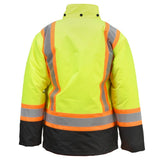 ANSI Class 3 Hi-Vis Weatherproof Parka with Zip-Out Reversible Bomber Jacket & Reflective Tape