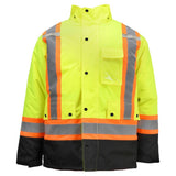 ANSI Class 3 Hi-Vis Weatherproof Parka with Zip-Out Reversible Bomber Jacket & Reflective Tape