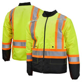ANSI Class 3 Hi-Vis Weatherproof Parka with Zip-Out Reversible Bomber Jacket & Reflective Tape