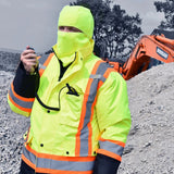 ANSI Class 3 Hi-Vis Weatherproof Parka with Zip-Out Reversible Bomber Jacket & Reflective Tape