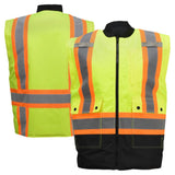 ANSI Class 3 Hi-Vis Weatherproof Parka with Zip-Out Reversible Bomber Jacket & Reflective Tape