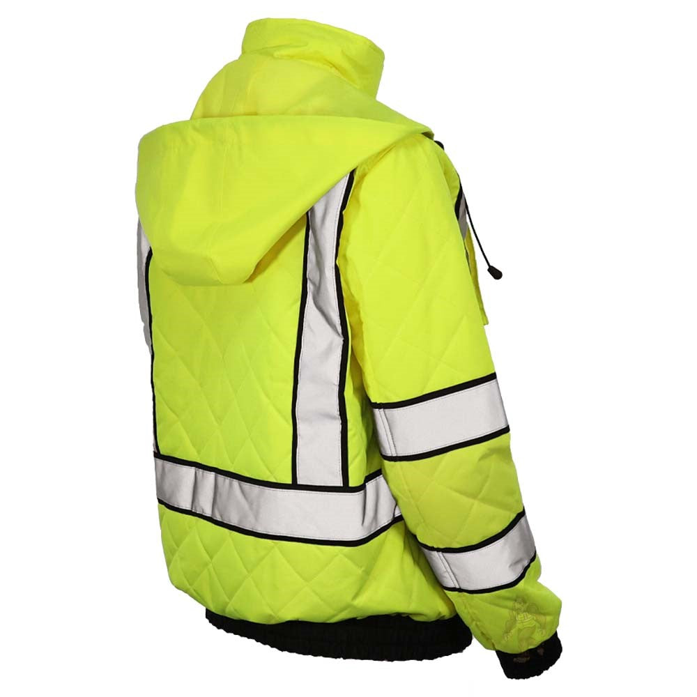 Women’s ANSI Class 3 Hi-Vis Bomber Safety Jacket with Waterproof Weatherproof Shell & Reflective Tape