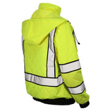 Women’s ANSI Class 3 Hi-Vis Bomber Safety Jacket with Waterproof Weatherproof Shell & Reflective Tape