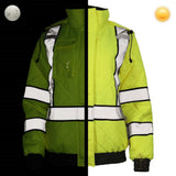Women’s ANSI Class 3 Hi-Vis Bomber Safety Jacket with Waterproof Weatherproof Shell & Reflective Tape