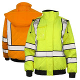 Women’s ANSI Class 3 Hi-Vis Bomber Safety Jacket with Waterproof Weatherproof Shell & Reflective Tape
