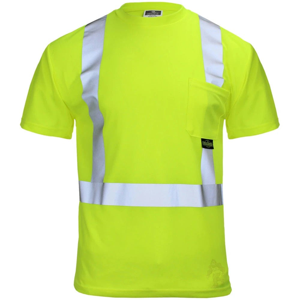 ANSI Class 2 Hi-Vis Short Sleeve Safety T-Shirt with Moisture Wicking Mesh & Reflective Tape