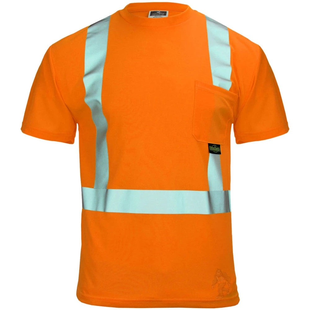 ANSI Class 2 Hi-Vis Short Sleeve Safety T-Shirt with Moisture Wicking Mesh & Reflective Tape
