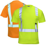 ANSI Class 2 Hi-Vis Short Sleeve Safety T-Shirt with Moisture Wicking Mesh & Reflective Tape