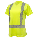 Women’s ANSI Class 2 Hi-Vis Short Sleeve Safety Shirt with Moisture Wicking Fabric & Reflective Tape