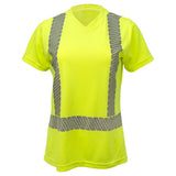 Women’s ANSI Class 2 Hi-Vis Short Sleeve Safety Shirt with Moisture Wicking Fabric & Reflective Tape