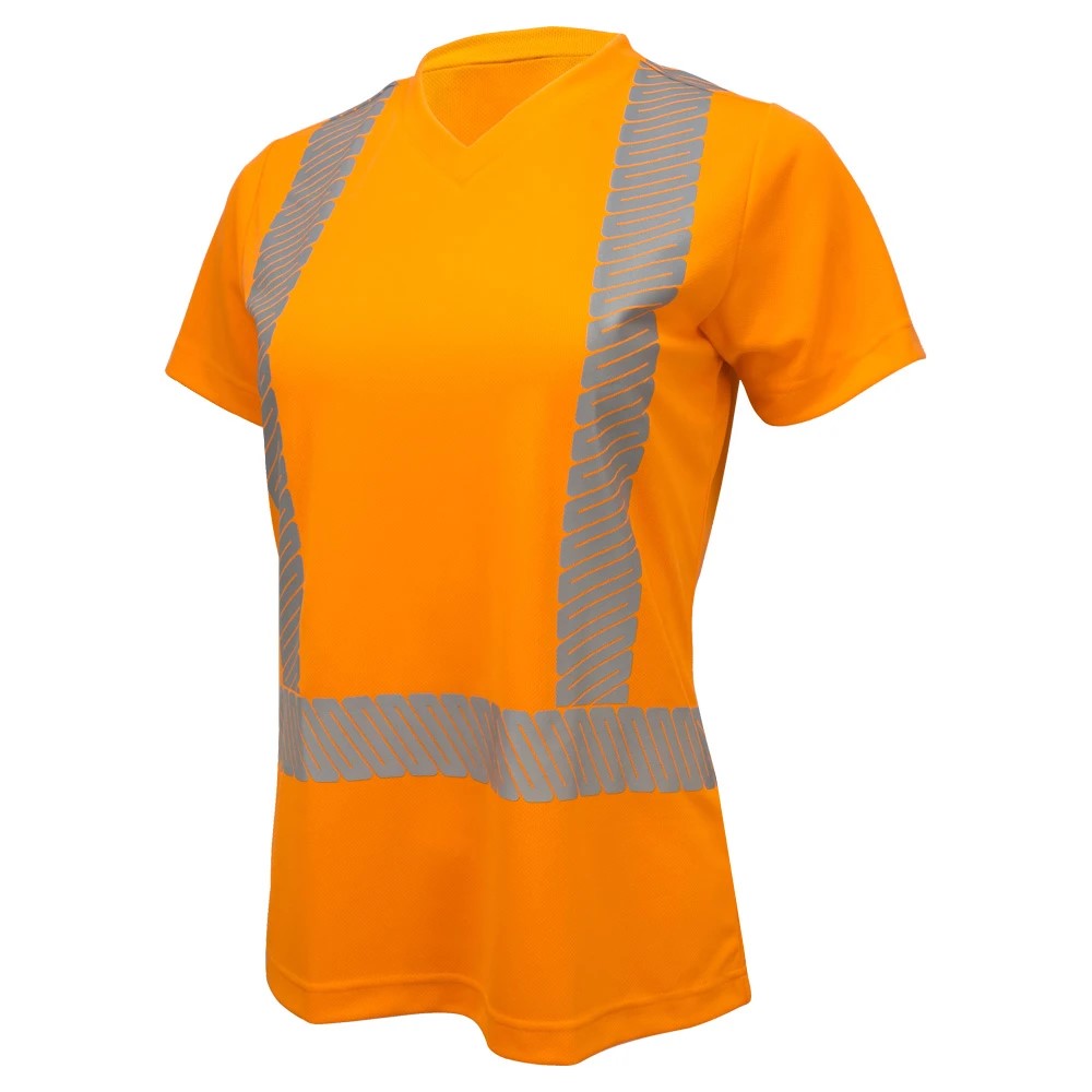 Women’s ANSI Class 2 Hi-Vis Short Sleeve Safety Shirt with Moisture Wicking Fabric & Reflective Tape