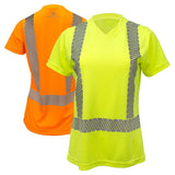 Women’s ANSI Class 2 Hi-Vis Short Sleeve Safety Shirt with Moisture Wicking Fabric & Reflective Tape