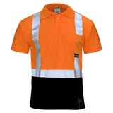 ANSI Class 2 Hi-Vis Black Bottom Short Sleeve Safety Polo Shirt with Moisture Wicking Mesh & Reflective Tape