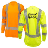 Women’s ANSI Class 3 Hi-Vis Long Sleeve Safety Shirt with Moisture Wicking Mesh & Reflective Tape