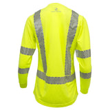 Women’s ANSI Class 3 Hi-Vis Long Sleeve Safety Shirt with Moisture Wicking Mesh & Reflective Tape