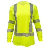 Women’s ANSI Class 3 Hi-Vis Long Sleeve Safety Shirt with Moisture Wicking Mesh & Reflective Tape