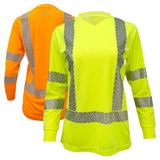 Women’s ANSI Class 3 Hi-Vis Long Sleeve Safety Shirt with Moisture Wicking Mesh & Reflective Tape