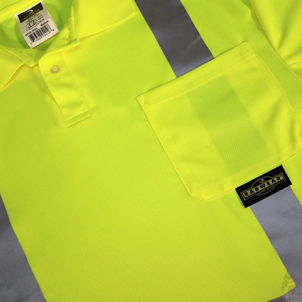 ANSI Class 2 Hi-Vis Long Sleeve Safety Polo Shirt with Moisture Wicking Mesh & Reflective Tape