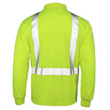 ANSI Class 2 Hi-Vis Long Sleeve Safety Polo Shirt with Moisture Wicking Mesh & Reflective Tape