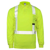 ANSI Class 2 Hi-Vis Long Sleeve Safety Polo Shirt with Moisture Wicking Mesh & Reflective Tape
