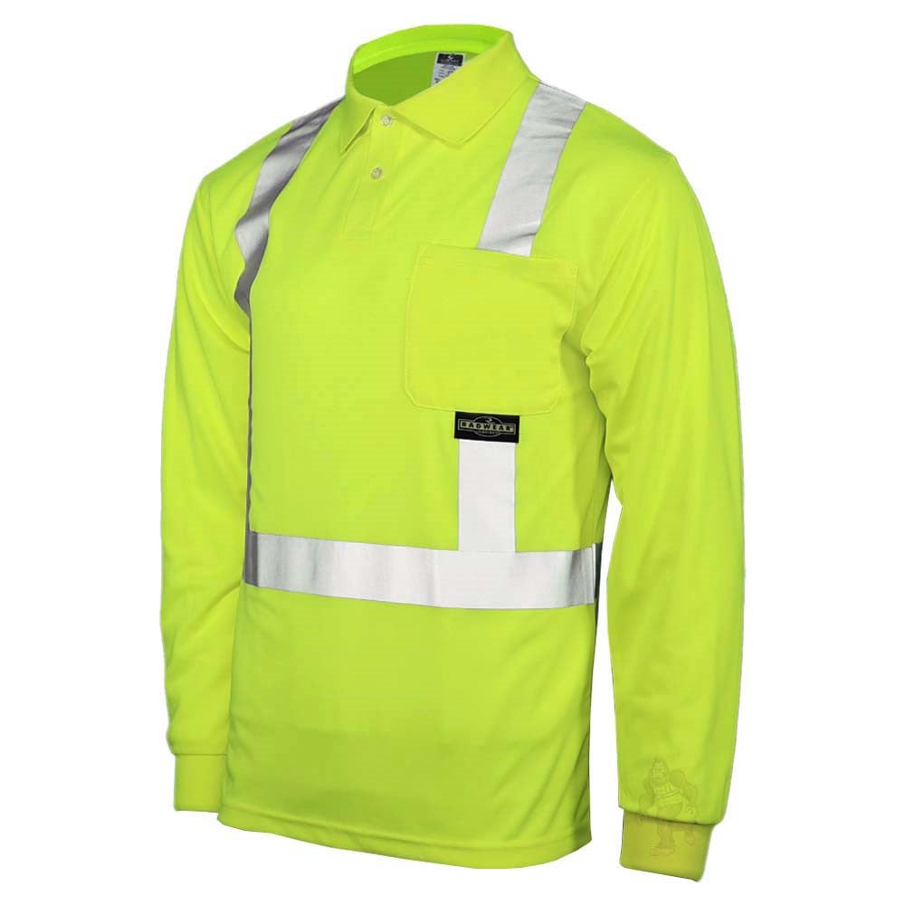 ANSI Class 2 Hi-Vis Long Sleeve Safety Polo Shirt with Moisture Wicking Mesh & Reflective Tape