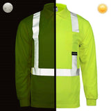 ANSI Class 2 Hi-Vis Long Sleeve Safety Polo Shirt with Moisture Wicking Mesh & Reflective Tape